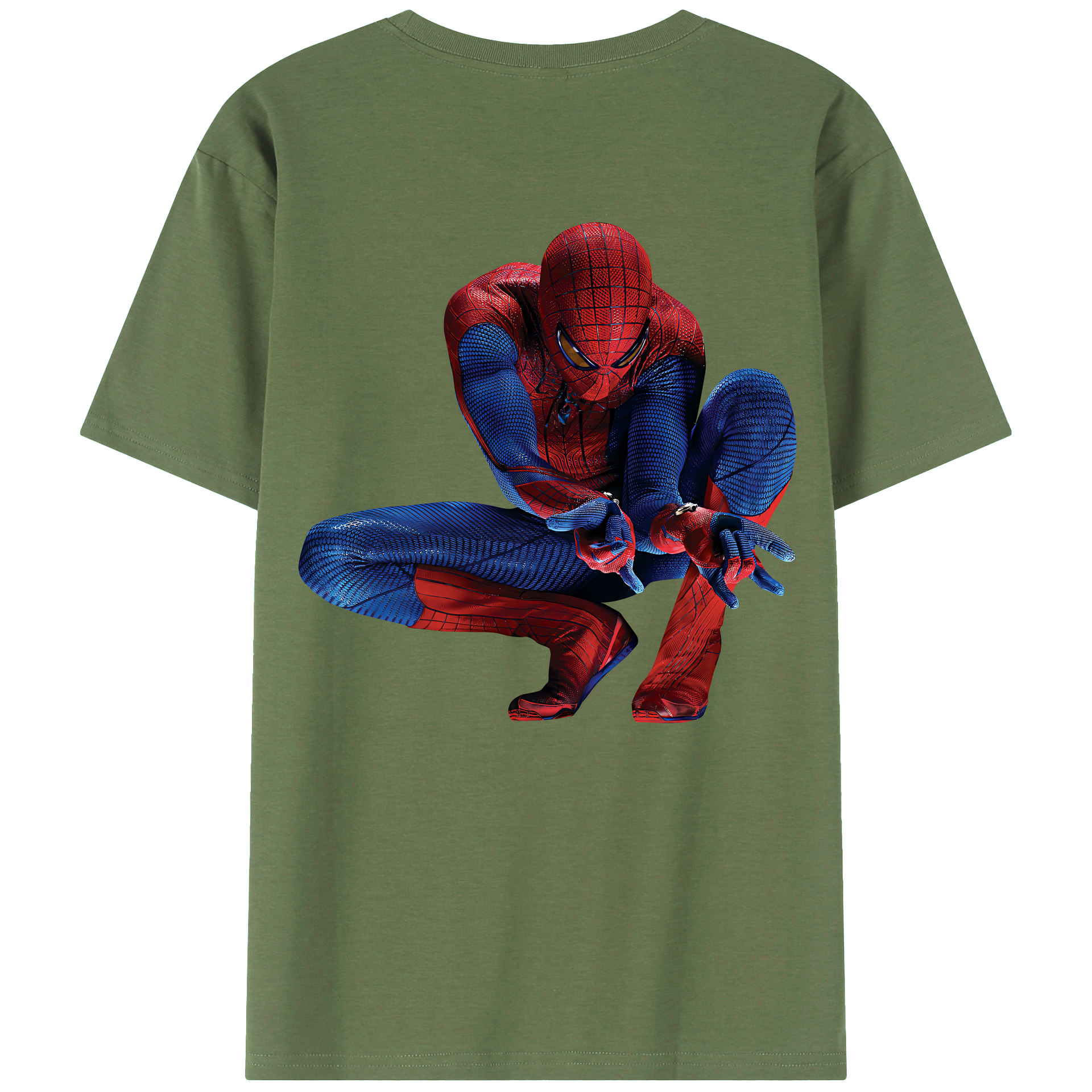 （画像用） Spider Man スパイダーマン 綿100％ メンズ半袖Tシャツ（バックプリント） 通気性